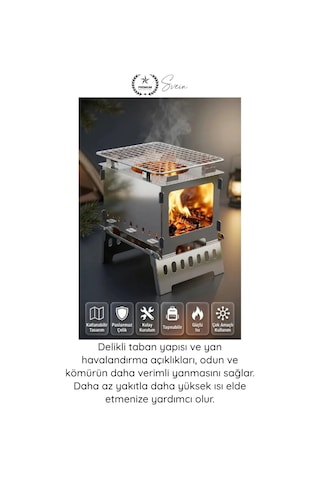 Kampocağı Ateş Çukuru Paslanmaz Çelik Kamp Ocağı Katlanır Taşınabilir Outdoor Izgara Bushcraft Pikn Diğer