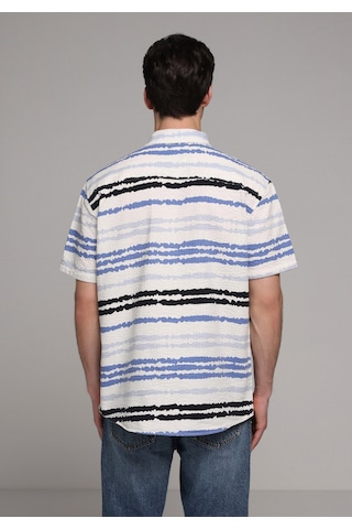 Colin's Colins Regular Fit Shirt Neck Çizgili Erkek Mavi Kısa Kol Gömlek Cl1080081 Q1.v1 Ble