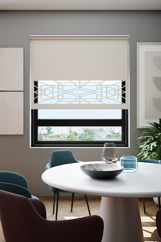 Lazer Kesim Mat Stor Perde, Lazer Kesimli Klasik Serisi, C-9002 Ekru Renk Beyaz