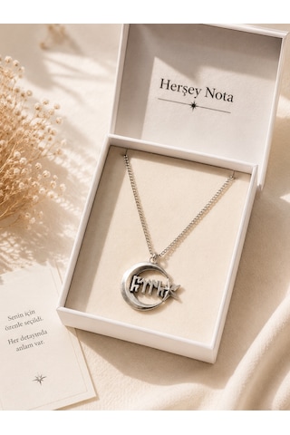 Göktürk Yazı Esintili Ay Yıldız Detaylı Metal Kolye Unisex Zincir Kolye Çok renkli