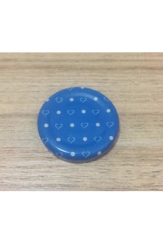 40 Cc Cam Kavanoz - 10 Adet - Mavi Kalpli Kapak.Mutfak.