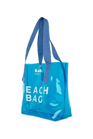 Bagmori Beach Bag Baskılı Şeffaf Plaj Çantası Mavi