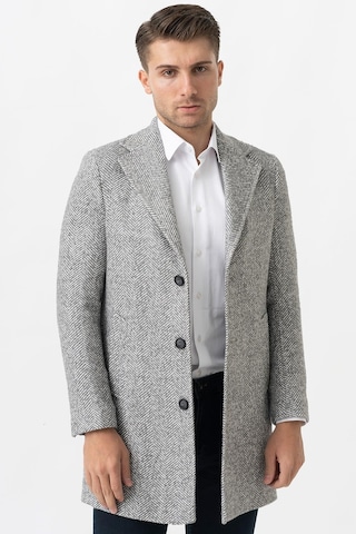 White Stone Arezzo 4025 Ceket Yaka Pamuklu Slim Fit Kaban Gri-Gri