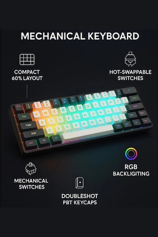 Miaxtreme T60wb Tam Mekanik Rgb Antighosting Red Switch Gaming Oyuncu Klavyesi T60 V3 T60 Gaming Klavye