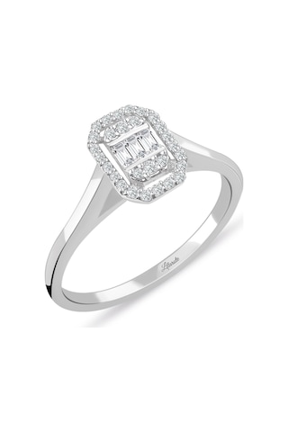 Modern Tasarım 0.15 Ct Baget Kare Tektaş Yüzük