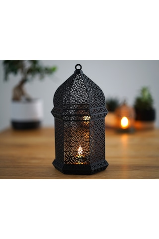 En-cag Arap Geometrik Desenli Fener Led Lamba Ve Tealight Mumluk Dekoratif Aydınlatma Bss Çok Renkli
