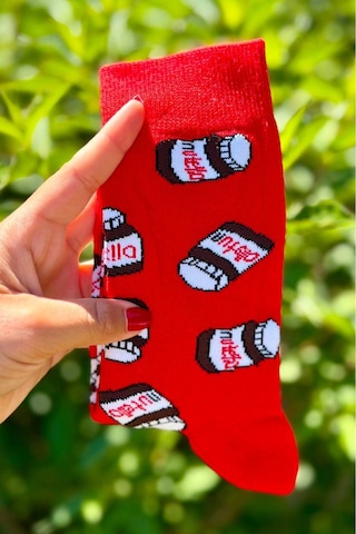 Lousocks Unisex Kırmızı Nutella Tasarım Soket Çorap