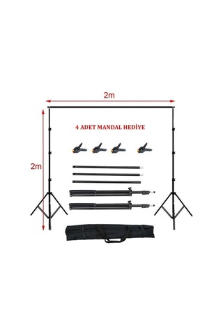 Aa Plus 2x2 Metre Fon Standı Background Stand 4 Mandal Siyah