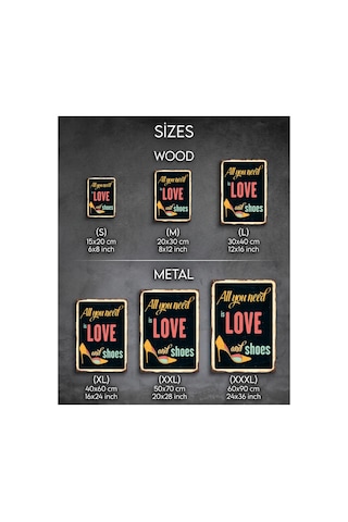 All You Need İs Love And Shoes Retro Tablo Kadın Temalı Dekoratif Duvar Posteri Ahşap & Metal Baskı