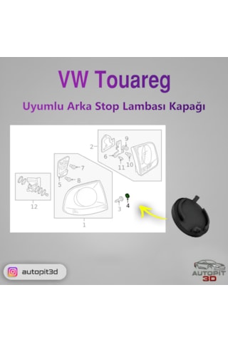 Vw Touareg Uyumlu Arka Stop Lambası Kapağı 2 Adet