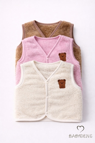 Babyden's 3 Lü Welsoft Yelek Seti Kız Bebek Ve Çocuk Kışlık Peluş Yumuşak Yelek,çıtçıtlı,rahat,günlük Çok Renkli