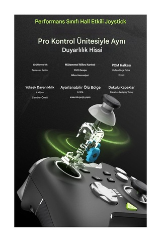 P5 Kablosuz Oyun Denetleyicisi 2.4g Bluetooth Hall Etkisi Gamepad