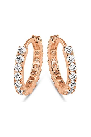 Halka Gümüş Küpe Zirkon Taşlı Rose