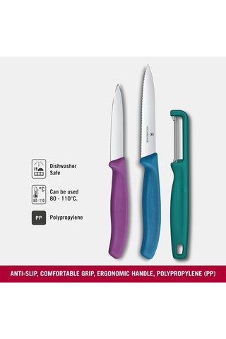6.7116.33c1 Swiss Classic 3lü Bıçak Ve Soyacak Set, Renkli çok renkli