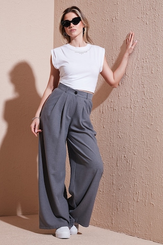 Lela Wide Leg Yüksek Bel Geniş Paça Palazzo Bayan Pantolon 5866290 Gri
