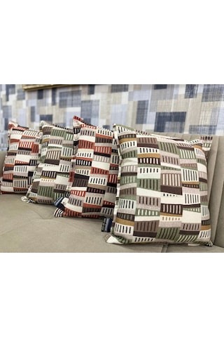 Nivemeshome Ritim 01 Yeşil 45x45 Dolgulu Kırlent Kılıfı Yeşil
