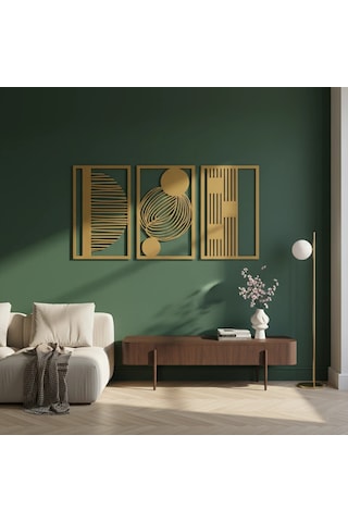 Çağdaş Soyut Metal Duvar Tablosu 3 Lü Set