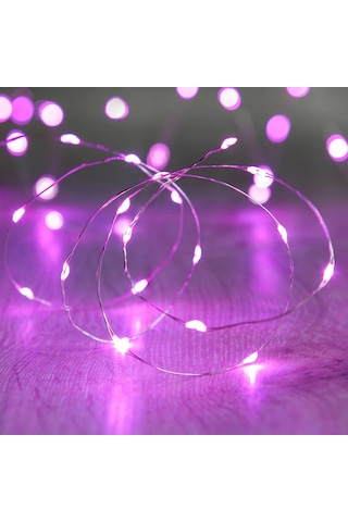 Yılbaşı Çam Ağacı Işığı 10 Metre Pembe Led Işık Pembe Pilli Led Işık Micro Parlak Canlı Led Işıklı