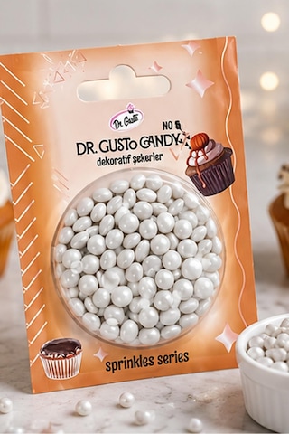 Dr. Gusto İnci Beyazı Bonbon Draje Pasta Süsleme Şekeri