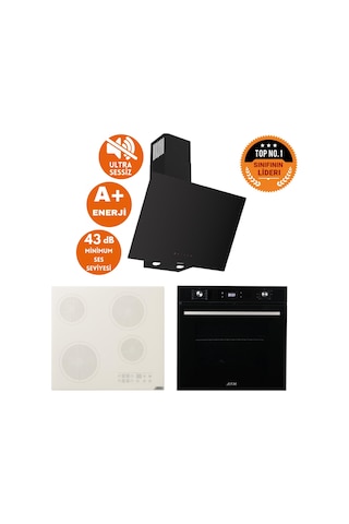 Afm Tech Ve Ferre Pew Sessiz Elektrikli Vitro Siyah Dijital D077-SA + V6-05 + FM7700 Ankastre Set