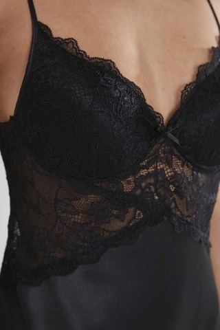 Pierre Cardin Sütyen Kaplı Sabahlık Gecelik Set 4050 Siyah Siyah