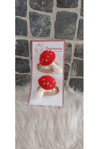 Çıtçıtlı Mantar Toka- Örgü Toka Kırmızı