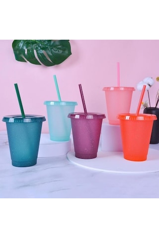 500 Su Şişesi Büyük Kapasiteli Saman Içme Bardağı Geniş Ağızlı Kapak Plastik Glitter Toz Glitter Su Şişesi Öğrenciler Için Rdp8xp Diğer