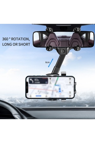 Xindoker 2022 Yeni Model Ar Navigasyon İçin Dokunmatik Kilitleme Özellikli 4.5-7 İnç Telefonları Tutabilen Araç Geribakış Aynası Tutucu Siyah