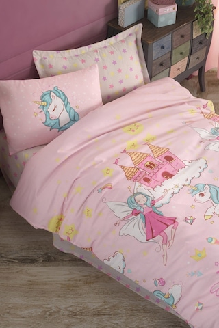 Eponj Home Kolay Ütülenir Nevresim Takımı Tek Kişilik Unicorn Dreams Pembe
