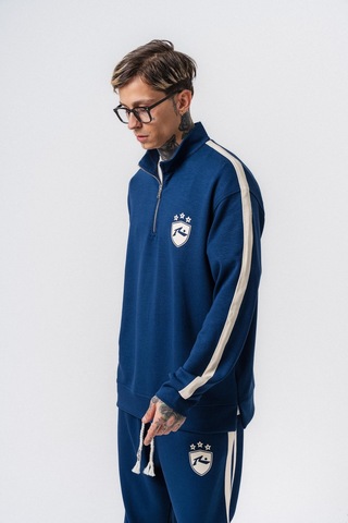 Respire Erkek Şerit Detaylı Yarım Fermuarlı Modal Sweatshirt Lacivert
