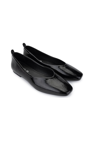 Tamer Tanca Kadın Hakiki Deri Siyah Rugan Babet Ayakkabı 1073 004 Bn Ayk Y25 Sıyah Rgn Siyah Rugan