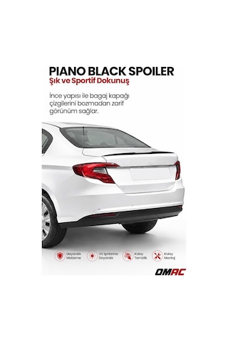 Dodge Nenon 2015-2024 Arası Uyumlu Araca Özel Bagaj Spoileri Piano Siyah 1 Parça