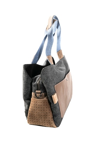 Biem Accessory Biem Antrasit -vizon Denim Salaş-retro Taş Trok Döşemeli Çok Gözlü Çanta Çok Renkli