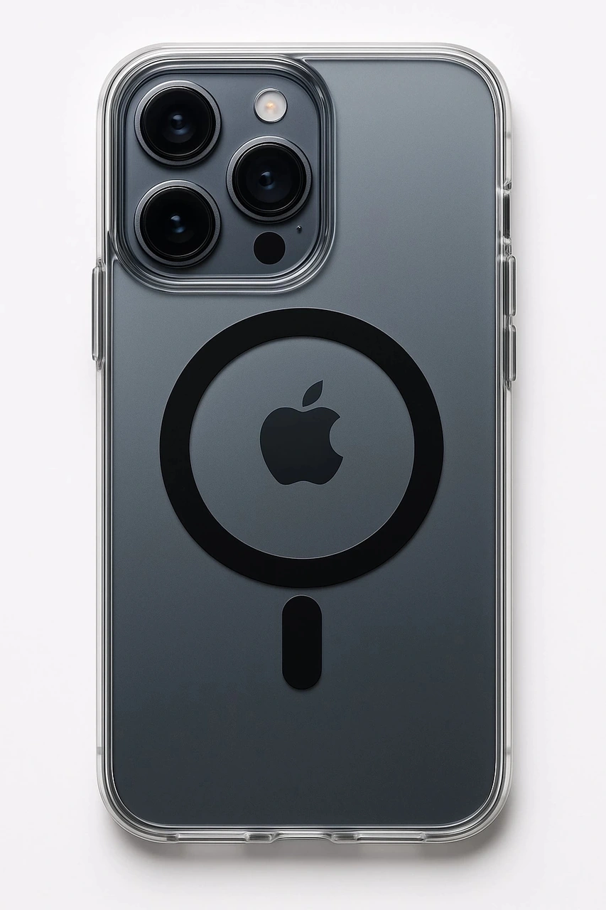 Apple Uyumlu iPhone 15 Pro Max Kılıf Kamera Korumalı Magsafe Şeffaf Siyah