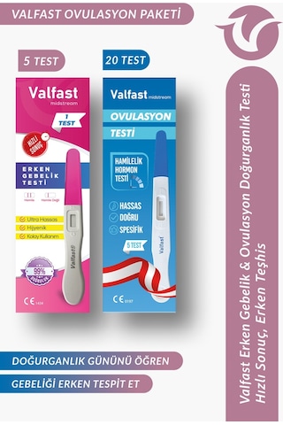 20 Adet Ovulasyon + 5 Adet Erken Gebelik Testi Kalem Test