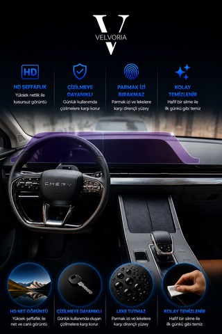 Chery Omoda 5 - Glass Ekran Koruyucu Gösterge Multimedya Çift Parça 9h Nano