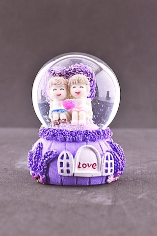 Dekoratif Sevgiliye Hediye Aşkımsın Temalı Mini Boy Lila Kar Küresi 6,5 Cm Boy