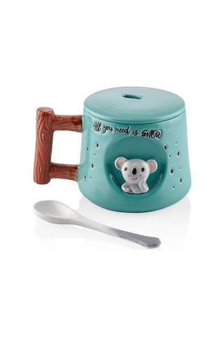 The Mia Koala Kapaklı Ve Kaşıklı Kupa 370 Ml