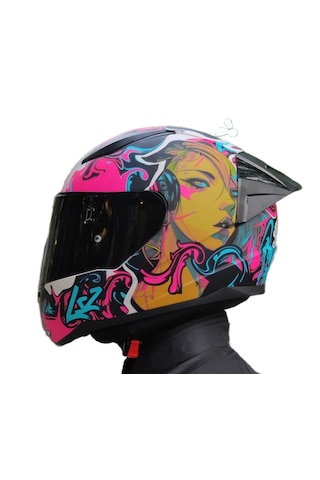 LS2 Rapid 2 Race Cyberg Fullface Siyah Camlı Motosiklet Kaskı Mor