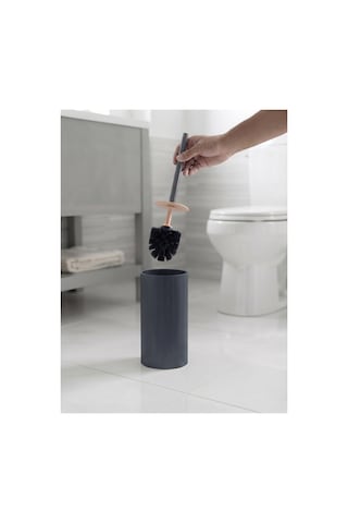 Liza Kapaklı Wc Banyo Fırçası - Tuvalet Fırçası Wc Fırçası Klozet Fırçası Antrasit Gri