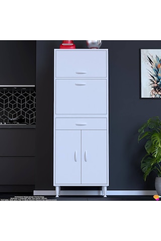 Modilayn Oslo Fırın Mikrodalga Dolabı. 60x162.4x56 Cm, 1 Çekmece, 4 Kapak. Mutfağınıza Yer Açın Beyaz