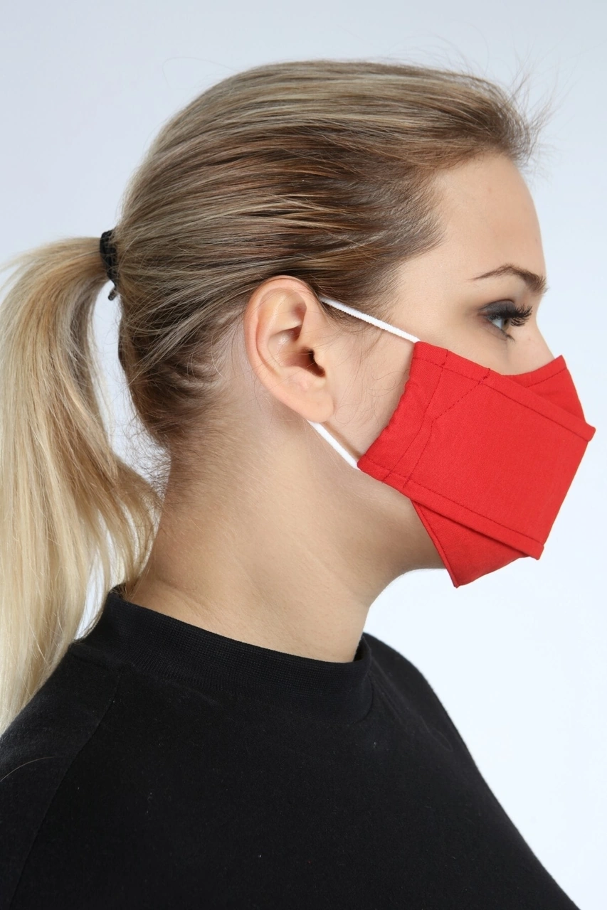 Piano Luce Yıkanabilir 3 Katlı Pamuklu Maske Kırmızı P10002