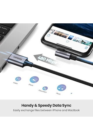 Ugreen Mfı Lightning Apple iPhone Uyumlu Oyuncu Şarj Kablosu 1.5 Metre
