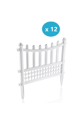 Omnipazar Sy-5998 Elite Plastik Dekoratif Bahçe Çiti 12'li Set 60x55 Cm Beyaz