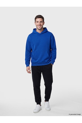 LC Waikiki Lc Waıkıkı Mavi Kanguru Cepli Erkek Hoodie