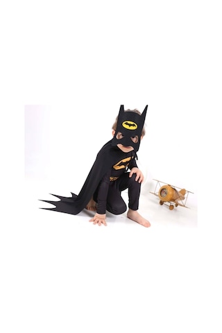 Tek Favorim Erkek Çocuk Siyah Batman Kahraman Kostümü Siyah