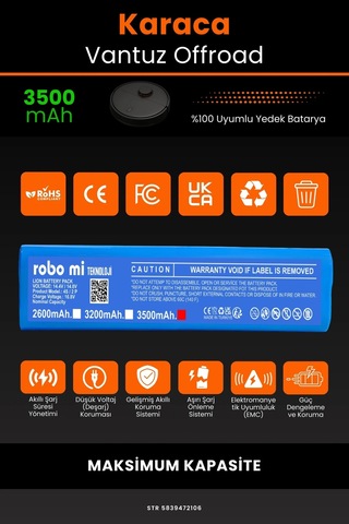 Karaca Vantuz Offroad 3500mah Robot Süpürge Bataryası