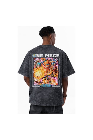 Sevbano Monkey D. Luffy One Piece Karakterler Anime Baskılı Unisex Oversi Siyah