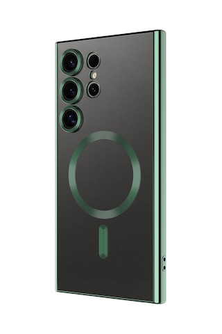 Samsung Uyumlu Galaxy S24 Ultra Kılıf Magsafe Kamera Lens Korumalı Logo Gösteren İnce Hafif Ata Pro Tech Lila