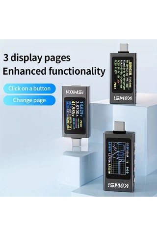 Xuweiwei 1pc Dc 0-12a Dijital Voltmetre Hd Ips Ekran Tip C Port Voltaj Akım Tespit Hızlı Şarj Usb Güç Dıy Elektronik Aleti Dayanıklı Plastik Gövde